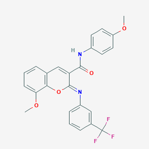 molecular formula C25H19F3N2O4 B493347 8-methoxy-N-(4-methoxyphenyl)-2-{[3-(trifluoromethyl)phenyl]imino}-2H-chromene-3-carboxamide 