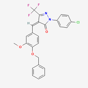 molecular formula C25H18ClF3N2O3 B4933485 4-[4-(benzyloxy)-3-methoxybenzylidene]-2-(4-chlorophenyl)-5-(trifluoromethyl)-2,4-dihydro-3H-pyrazol-3-one 