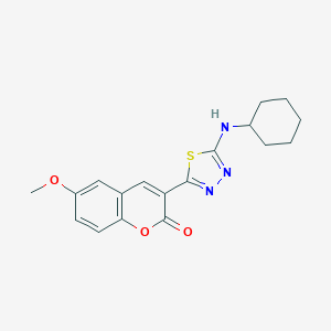 molecular formula C18H19N3O3S B493349 3-[5-(cyclohexylamino)-1,3,4-thiadiazol-2-yl]-6-methoxy-2H-chromen-2-one 