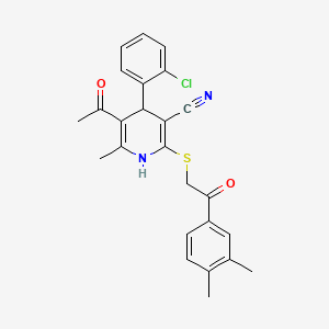 molecular formula C25H23ClN2O2S B4933522 5-acetyl-4-(2-chlorophenyl)-2-{[2-(3,4-dimethylphenyl)-2-oxoethyl]thio}-6-methyl-1,4-dihydro-3-pyridinecarbonitrile 