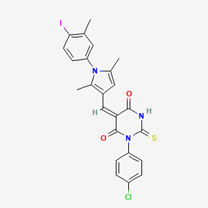 molecular formula C24H19ClIN3O2S B4933538 1-(4-chlorophenyl)-5-{[1-(4-iodo-3-methylphenyl)-2,5-dimethyl-1H-pyrrol-3-yl]methylene}-2-thioxodihydro-4,6(1H,5H)-pyrimidinedione 