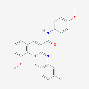 molecular formula C26H24N2O4 B493358 2-[(2,5-dimethylphenyl)imino]-8-methoxy-N-(4-methoxyphenyl)-2H-chromene-3-carboxamide 