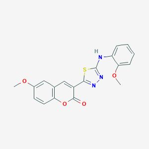 molecular formula C19H15N3O4S B493359 6-methoxy-3-[5-(2-methoxyanilino)-1,3,4-thiadiazol-2-yl]-2H-chromen-2-one 