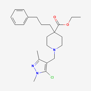 molecular formula C23H32ClN3O2 B4933603 ethyl 1-[(5-chloro-1,3-dimethyl-1H-pyrazol-4-yl)methyl]-4-(3-phenylpropyl)-4-piperidinecarboxylate 