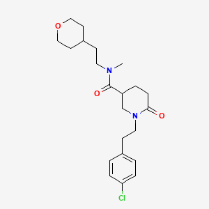 molecular formula C22H31ClN2O3 B4933610 1-[2-(4-chlorophenyl)ethyl]-N-methyl-6-oxo-N-[2-(tetrahydro-2H-pyran-4-yl)ethyl]-3-piperidinecarboxamide 