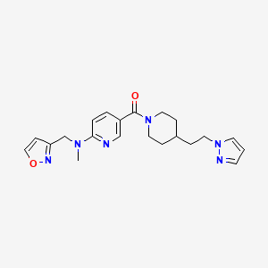 molecular formula C21H26N6O2 B4933633 N-(3-isoxazolylmethyl)-N-methyl-5-({4-[2-(1H-pyrazol-1-yl)ethyl]-1-piperidinyl}carbonyl)-2-pyridinamine 