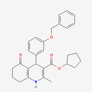 molecular formula C29H31NO4 B4933649 cyclopentyl 4-[3-(benzyloxy)phenyl]-2-methyl-5-oxo-1,4,5,6,7,8-hexahydro-3-quinolinecarboxylate 