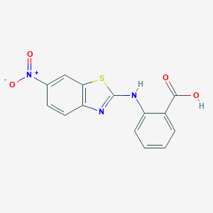 molecular formula C14H9N3O4S B493382 2-({6-Nitro-1,3-benzothiazol-2-yl}amino)benzoic acid 