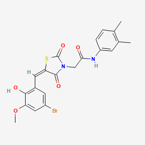 molecular formula C21H19BrN2O5S B4933831 2-[5-(5-bromo-2-hydroxy-3-methoxybenzylidene)-2,4-dioxo-1,3-thiazolidin-3-yl]-N-(3,4-dimethylphenyl)acetamide 