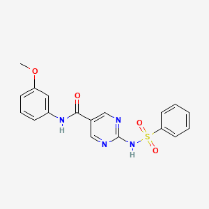 molecular formula C18H16N4O4S B4933913 N-(3-甲氧基苯基)-2-[(苯磺酰基)氨基]-5-嘧啶甲酰胺 