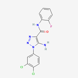 molecular formula C15H10Cl2FN5O B4933931 5-amino-1-(3,4-dichlorophenyl)-N-(2-fluorophenyl)-1H-1,2,3-triazole-4-carboxamide 