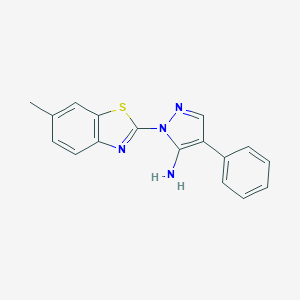 molecular formula C17H14N4S B493398 1-(6-methyl-1,3-benzothiazol-2-yl)-4-phenyl-1H-pyrazol-5-amine 