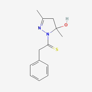 molecular formula C13H16N2OS B4934019 3,5-dimethyl-1-(2-phenylethanethioyl)-4,5-dihydro-1H-pyrazol-5-ol 