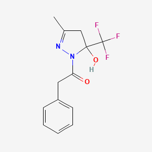molecular formula C13H13F3N2O2 B4934026 3-methyl-1-(phenylacetyl)-5-(trifluoromethyl)-4,5-dihydro-1H-pyrazol-5-ol 