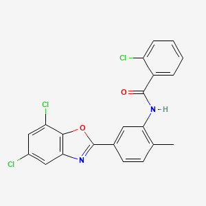 molecular formula C21H13Cl3N2O2 B4934027 2-chloro-N-[5-(5,7-dichloro-1,3-benzoxazol-2-yl)-2-methylphenyl]benzamide 