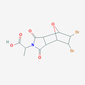 molecular formula C11H11Br2NO5 B493405 2-(5,6-Dibromo-1,3-dioxo-3a,4,5,6,7,7a-hexahydro-4,7-epoxyisoindol-2-yl)propanoic acid 