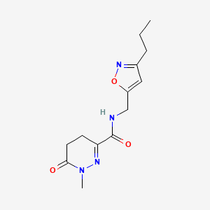 molecular formula C13H18N4O3 B4934051 1-methyl-6-oxo-N-[(3-propyl-5-isoxazolyl)methyl]-1,4,5,6-tetrahydro-3-pyridazinecarboxamide 