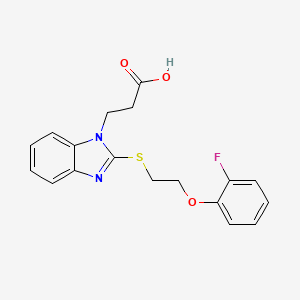 molecular formula C18H17FN2O3S B4934099 3-(2-{[2-(2-fluorophenoxy)ethyl]thio}-1H-benzimidazol-1-yl)propanoic acid 