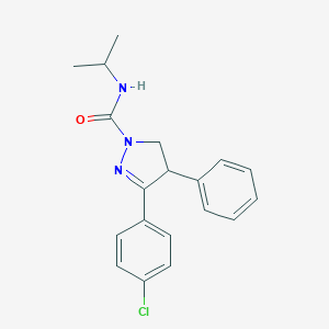 molecular formula C19H20ClN3O B493410 3-(4-chlorophenyl)-N-isopropyl-4-phenyl-4,5-dihydro-1H-pyrazole-1-carboxamide 