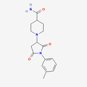 1-[1-(3-methylphenyl)-2,5-dioxo-3-pyrrolidinyl]-4-piperidinecarboxamide