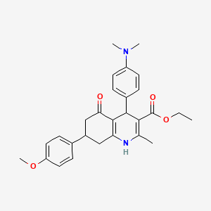 molecular formula C28H32N2O4 B4934104 ethyl 4-[4-(dimethylamino)phenyl]-7-(4-methoxyphenyl)-2-methyl-5-oxo-1,4,5,6,7,8-hexahydro-3-quinolinecarboxylate 