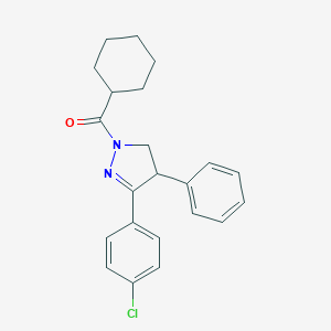 molecular formula C22H23ClN2O B493413 3-(4-chlorophenyl)-1-(cyclohexylcarbonyl)-4-phenyl-4,5-dihydro-1H-pyrazole 