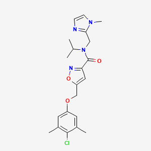 molecular formula C21H25ClN4O3 B4934141 5-[(4-chloro-3,5-dimethylphenoxy)methyl]-N-isopropyl-N-[(1-methyl-1H-imidazol-2-yl)methyl]-3-isoxazolecarboxamide 