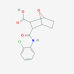 molecular formula C14H14ClNO4 B493415 3-[(2-Chloroanilino)carbonyl]-7-oxabicyclo[2.2.1]heptane-2-carboxylic acid 