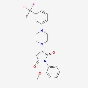 molecular formula C22H22F3N3O3 B4934179 1-(2-methoxyphenyl)-3-{4-[3-(trifluoromethyl)phenyl]-1-piperazinyl}-2,5-pyrrolidinedione 