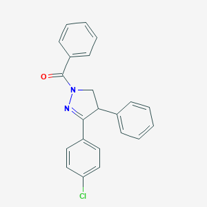 molecular formula C22H17ClN2O B493418 1-benzoyl-3-(4-chlorophenyl)-4-phenyl-4,5-dihydro-1H-pyrazole 