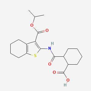 molecular formula C20H27NO5S B4934230 2-({[3-(isopropoxycarbonyl)-4,5,6,7-tetrahydro-1-benzothien-2-yl]amino}carbonyl)cyclohexanecarboxylic acid 