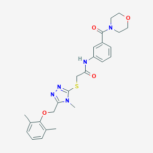 molecular formula C25H29N5O4S B493425 2-({5-[(2,6-dimethylphenoxy)methyl]-4-methyl-4H-1,2,4-triazol-3-yl}sulfanyl)-N-[3-(4-morpholinylcarbonyl)phenyl]acetamide 