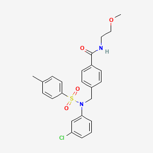 molecular formula C24H25ClN2O4S B4934293 4-({(3-chlorophenyl)[(4-methylphenyl)sulfonyl]amino}methyl)-N-(2-methoxyethyl)benzamide 