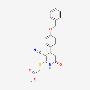 molecular formula C22H20N2O4S B4934300 methyl ({4-[4-(benzyloxy)phenyl]-3-cyano-6-oxo-1,4,5,6-tetrahydro-2-pyridinyl}thio)acetate 