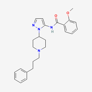 molecular formula C25H30N4O2 B4934305 2-methoxy-N-{1-[1-(3-phenylpropyl)-4-piperidinyl]-1H-pyrazol-5-yl}benzamide 