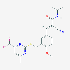 molecular formula C21H22F2N4O2S B4934315 2-cyano-3-[3-({[4-(difluoromethyl)-6-methyl-2-pyrimidinyl]thio}methyl)-4-methoxyphenyl]-N-isopropylacrylamide 