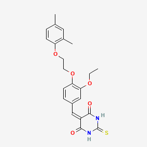 molecular formula C23H24N2O5S B4934335 5-{4-[2-(2,4-dimethylphenoxy)ethoxy]-3-ethoxybenzylidene}-2-thioxodihydro-4,6(1H,5H)-pyrimidinedione 