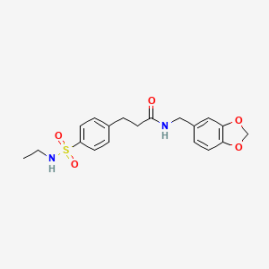 molecular formula C19H22N2O5S B4934346 N-(1,3-benzodioxol-5-ylmethyl)-3-{4-[(ethylamino)sulfonyl]phenyl}propanamide 
