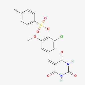 molecular formula C19H15ClN2O7S B4934377 2-chloro-6-methoxy-4-[(2,4,6-trioxotetrahydro-5(2H)-pyrimidinylidene)methyl]phenyl 4-methylbenzenesulfonate 