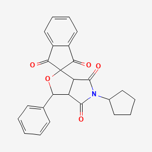 molecular formula C25H21NO5 B4934392 5-cyclopentyl-3-phenyl-3a,6a-dihydrospiro[furo[3,4-c]pyrrole-1,2'-indene]-1',3',4,6(3H,5H)-tetrone 