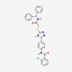 molecular formula C31H26ClN5O2S B4934410 2-chloro-N-{4-[5-({2-[(diphenylmethyl)amino]-2-oxoethyl}thio)-4-methyl-4H-1,2,4-triazol-3-yl]phenyl}benzamide 