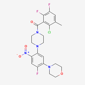 molecular formula C22H22ClF3N4O4 B4934461 4-{5-[4-(2-chloro-5,6-difluoro-3-methylbenzoyl)-1-piperazinyl]-2-fluoro-4-nitrophenyl}morpholine 