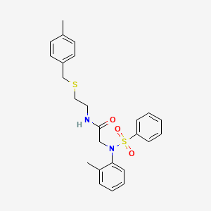 molecular formula C25H28N2O3S2 B4934482 N~1~-{2-[(4-methylbenzyl)thio]ethyl}-N~2~-(2-methylphenyl)-N~2~-(phenylsulfonyl)glycinamide 