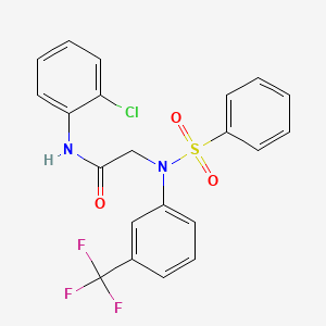 molecular formula C21H16ClF3N2O3S B4934507 N~1~-(2-chlorophenyl)-N~2~-(phenylsulfonyl)-N~2~-[3-(trifluoromethyl)phenyl]glycinamide 