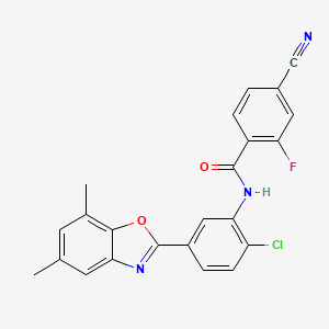 molecular formula C23H15ClFN3O2 B4934527 N-[2-chloro-5-(5,7-dimethyl-1,3-benzoxazol-2-yl)phenyl]-4-cyano-2-fluorobenzamide 