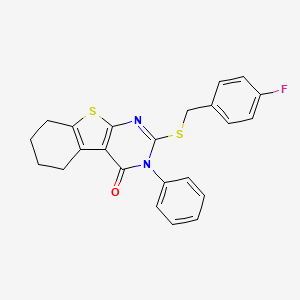 molecular formula C23H19FN2OS2 B4934581 2-[(4-fluorobenzyl)thio]-3-phenyl-5,6,7,8-tetrahydro[1]benzothieno[2,3-d]pyrimidin-4(3H)-one 