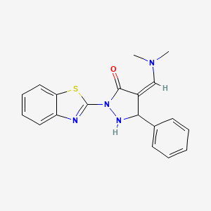 molecular formula C19H18N4OS B4934674 2-(1,3-benzothiazol-2-yl)-4-[(dimethylamino)methylene]-5-phenyl-3-pyrazolidinone 
