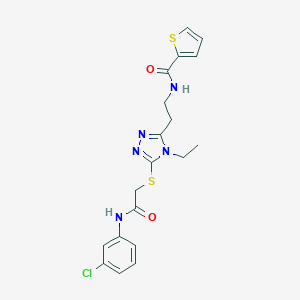 molecular formula C19H20ClN5O2S2 B493473 N-[2-(5-{[2-(3-chloroanilino)-2-oxoethyl]sulfanyl}-4-ethyl-4H-1,2,4-triazol-3-yl)ethyl]-2-thiophenecarboxamide 