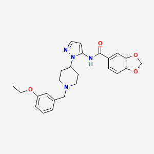 molecular formula C25H28N4O4 B4934749 N-{1-[1-(3-ethoxybenzyl)-4-piperidinyl]-1H-pyrazol-5-yl}-1,3-benzodioxole-5-carboxamide 