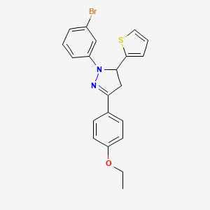 molecular formula C21H19BrN2OS B4934759 1-(3-bromophenyl)-3-(4-ethoxyphenyl)-5-(2-thienyl)-4,5-dihydro-1H-pyrazole 